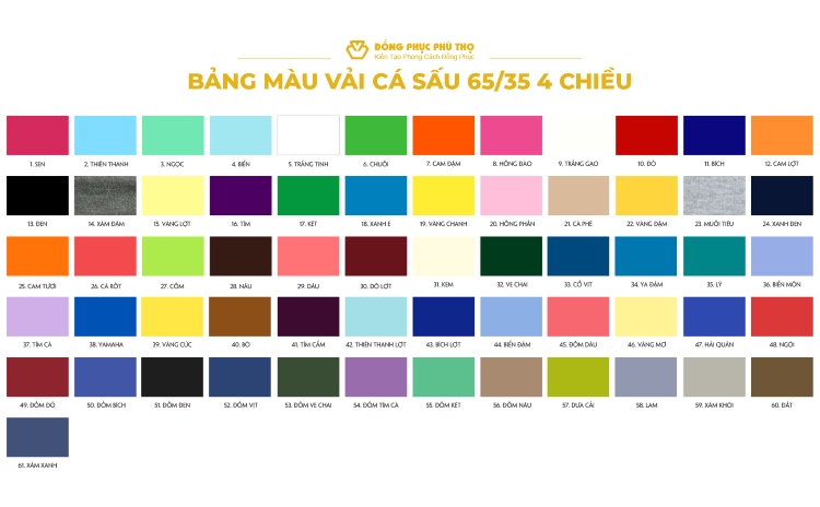 bảng màu vải cá sấu 6535 may đồng phục áo thun đồng phục